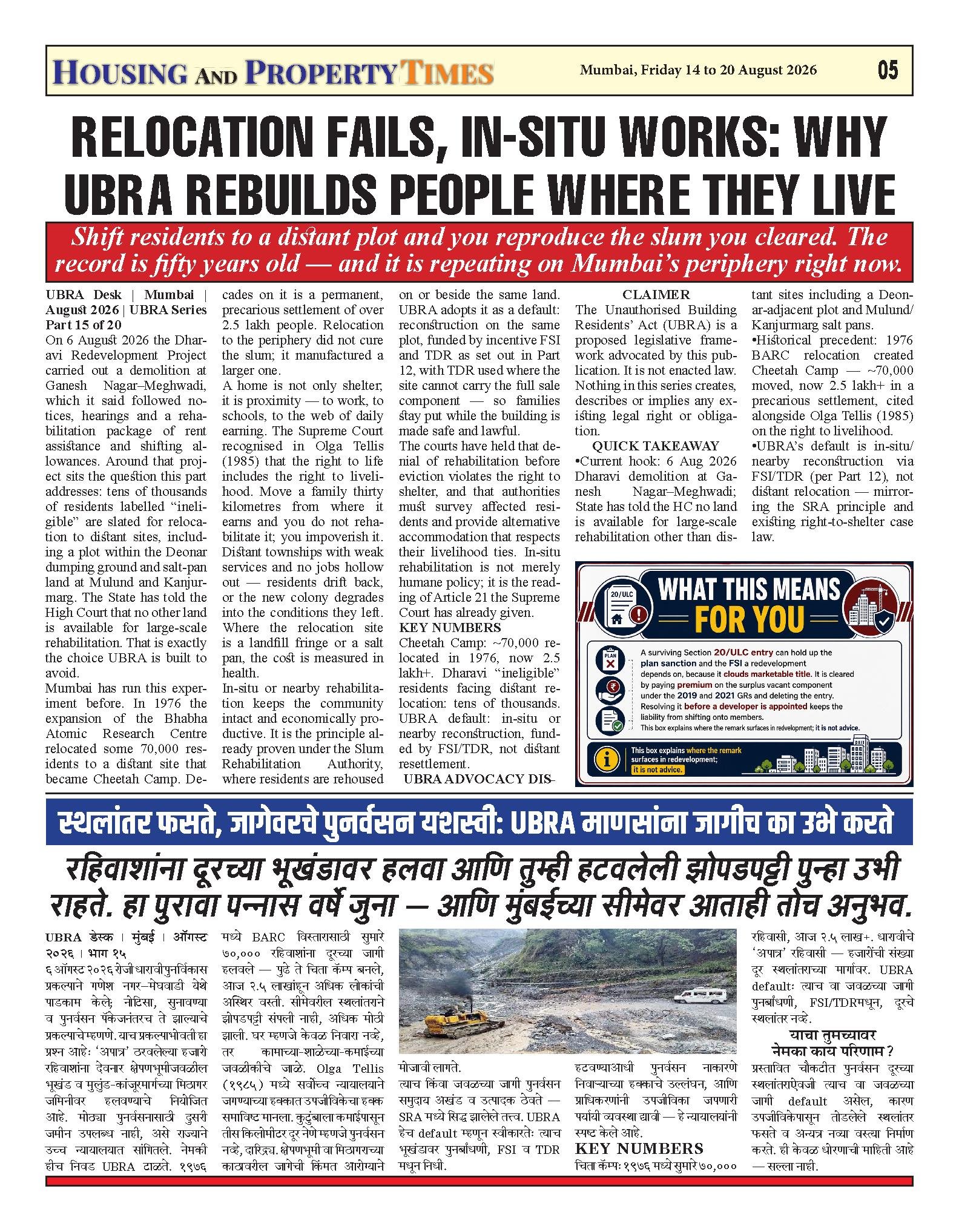 RELOCATION FAILS, IN-SITU WORKS: WHY UBRA REBUILDS PEOPLE WHERE THEY LIVE