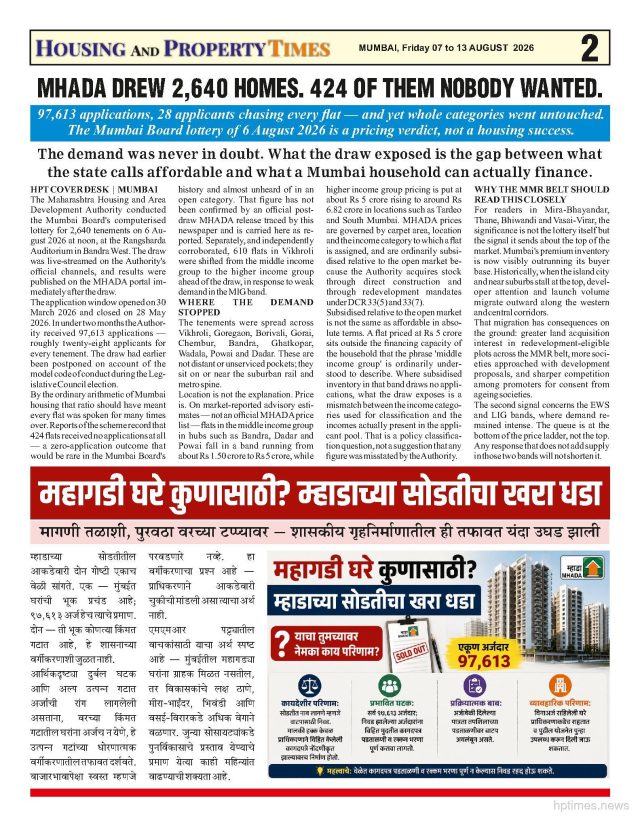 MHADA DREW 2,640 HOMES. 424 OF THEM NOBODY WANTED.