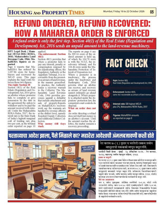 REFUND ORDERED, REFUND RECOVERED: HOW A MAHARERA ORDER IS ENFORCED